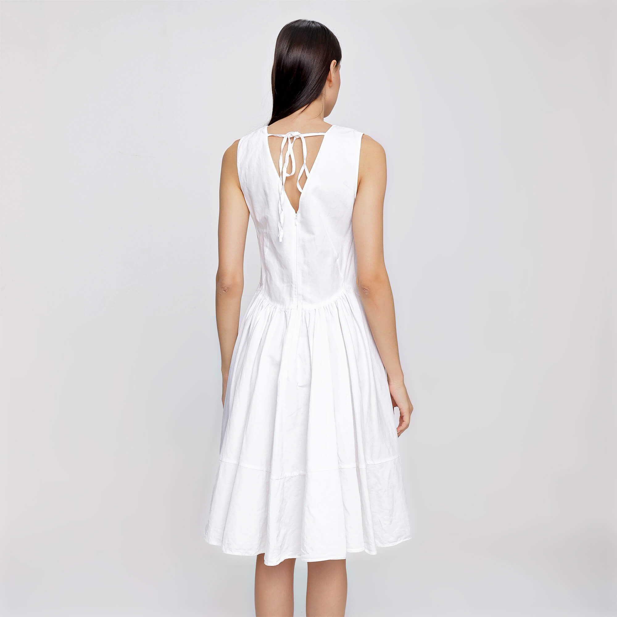 Marni - White V neck Sleeveless Dress